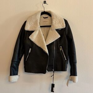 Blank NYC Black and Cream Leather Jacket
